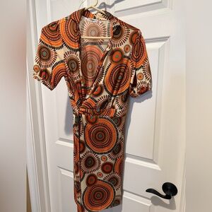 Vibrant Geometric Wrap Dress